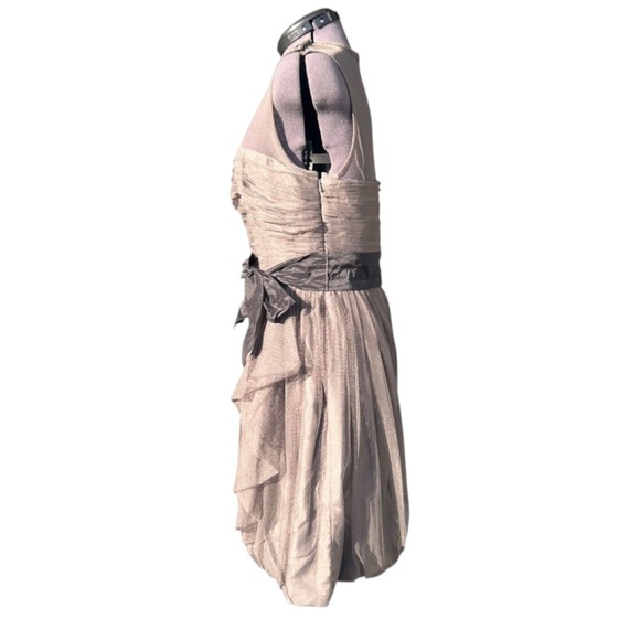 White by Vera Wang Gray Tulle Ruched Cocktail Dress with Sash Size 10 VW361021 - Picture 4 of 7